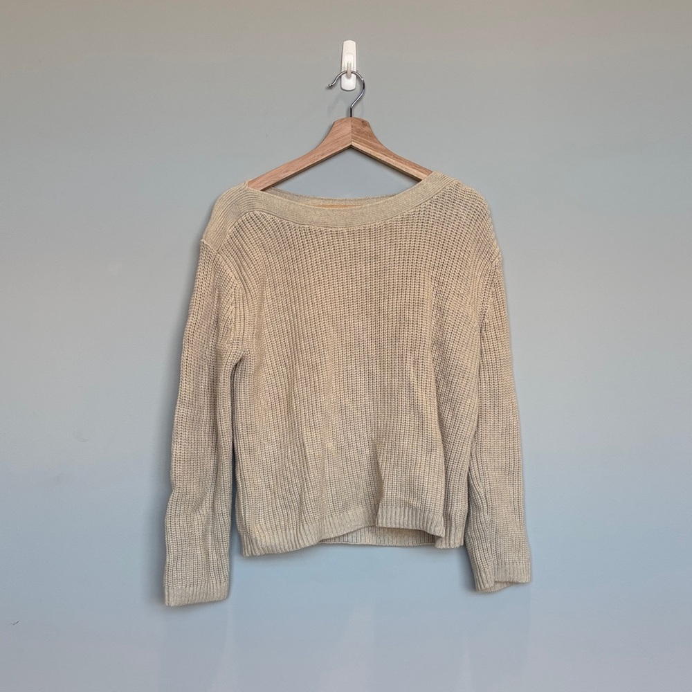 Quince Off-the-Shoulder Cream Sweater